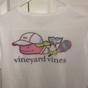 NWT vineyard vines white tshirt. Girl Tennis themed whale.